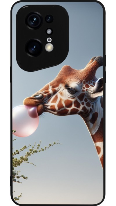 Coque OPPO Find X5 Pro - Silicone rigide noir Girafe à bulle