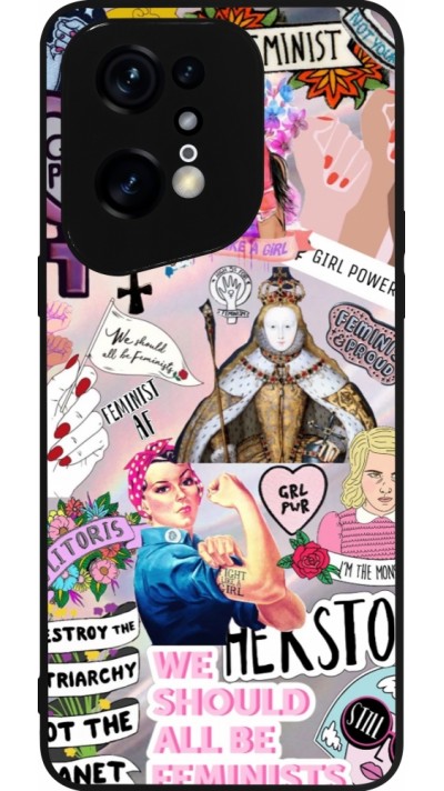 Coque OPPO Find X5 Pro - Silicone rigide noir Girl Power Collage