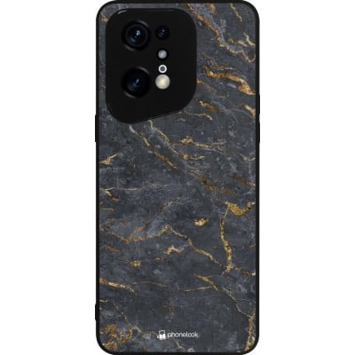 Coque OPPO Find X5 Pro - Silicone rigide noir Grey Gold Marble