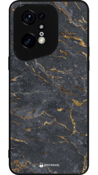 Coque OPPO Find X5 Pro - Silicone rigide noir Grey Gold Marble