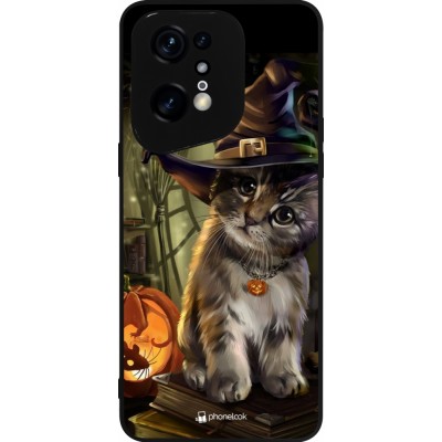 Coque OPPO Find X5 Pro - Silicone rigide noir Halloween 21 Witch cat