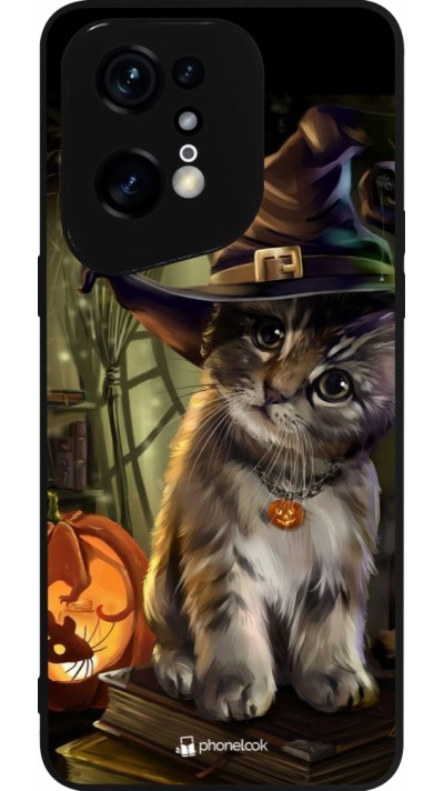 Coque OPPO Find X5 Pro - Silicone rigide noir Halloween 21 Witch cat