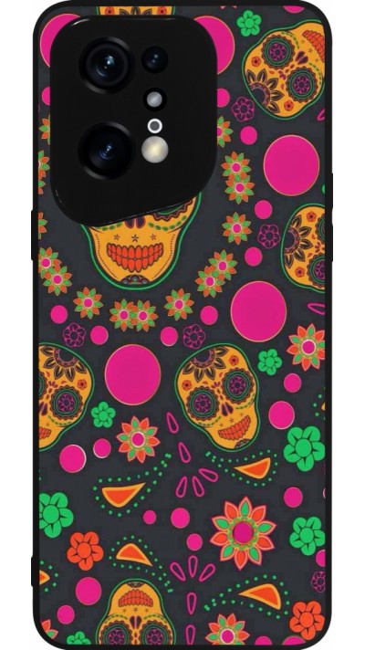 Coque OPPO Find X5 Pro - Silicone rigide noir Halloween 22 colorful mexican skulls