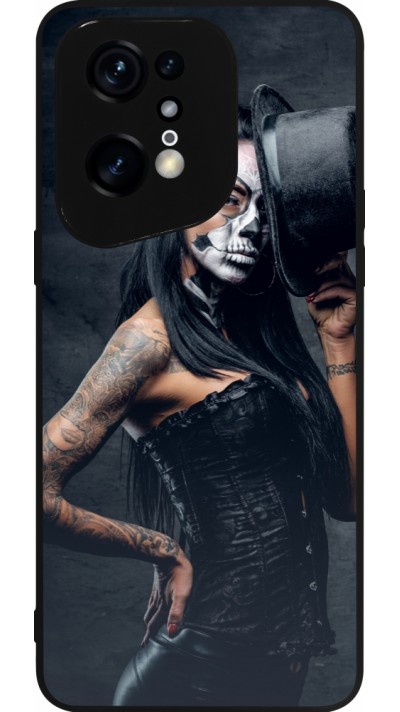 Coque OPPO Find X5 Pro - Silicone rigide noir Halloween 22 Tattooed Girl