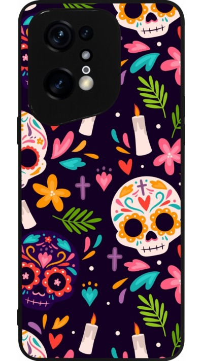 Coque OPPO Find X5 Pro - Silicone rigide noir Halloween 2023 mexican style