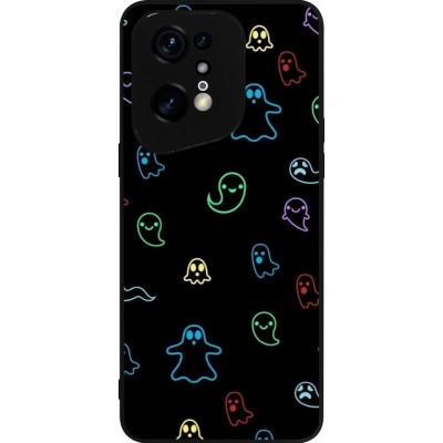 Coque OPPO Find X5 Pro - Silicone rigide noir Halloween 2024 colorful ghosts