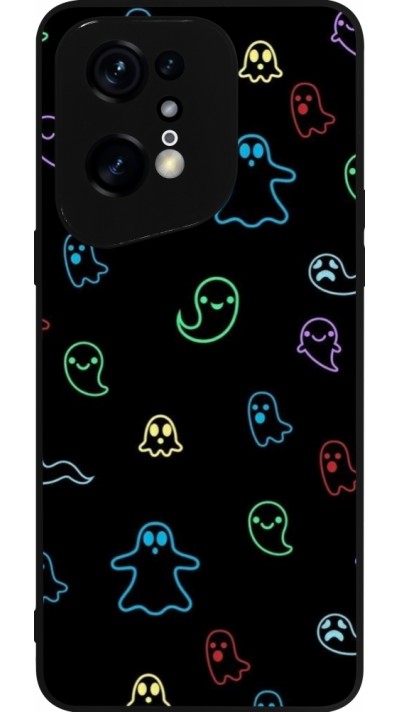 Coque OPPO Find X5 Pro - Silicone rigide noir Halloween 2024 colorful ghosts