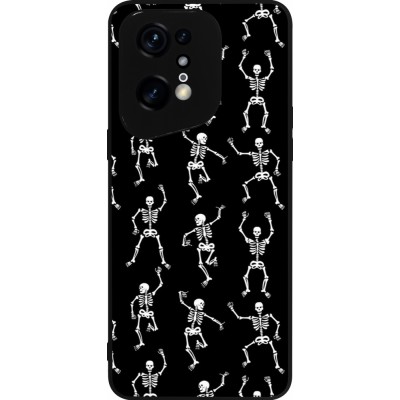 Coque OPPO Find X5 Pro - Silicone rigide noir Halloween 2024 dancing skeleton