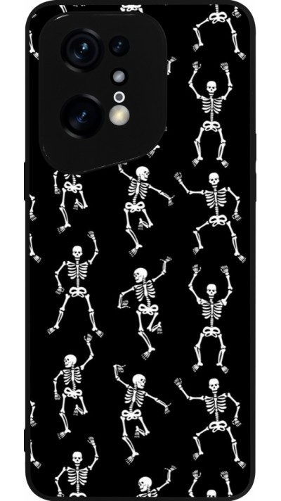 Coque OPPO Find X5 Pro - Silicone rigide noir Halloween 2024 dancing skeleton