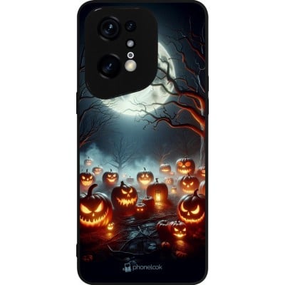 Coque OPPO Find X5 Pro - Silicone rigide noir Halloween 2024 Many Pumpkins