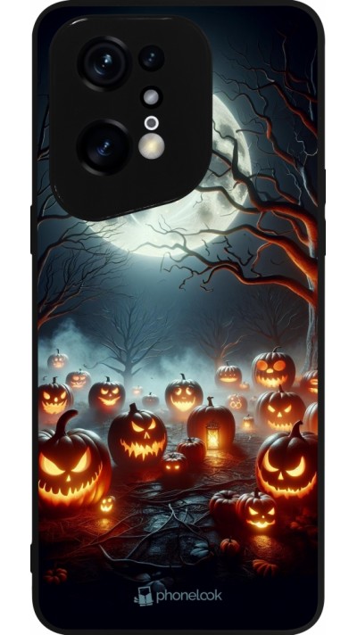 Coque OPPO Find X5 Pro - Silicone rigide noir Halloween 2024 Many Pumpkins