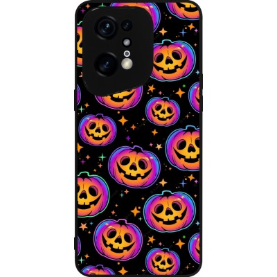 Coque OPPO Find X5 Pro - Silicone rigide noir Halloween 2024 rainbow pumpkins