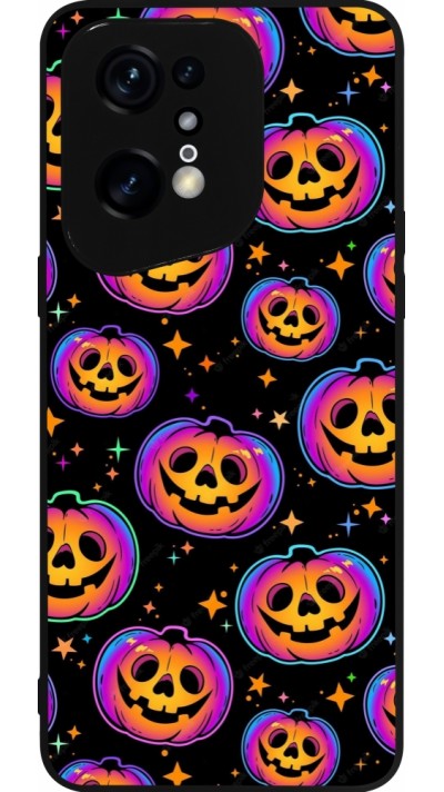 Coque OPPO Find X5 Pro - Silicone rigide noir Halloween 2024 rainbow pumpkins