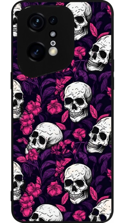 Coque OPPO Find X5 Pro - Silicone rigide noir Halloween 2024 romantic skulls