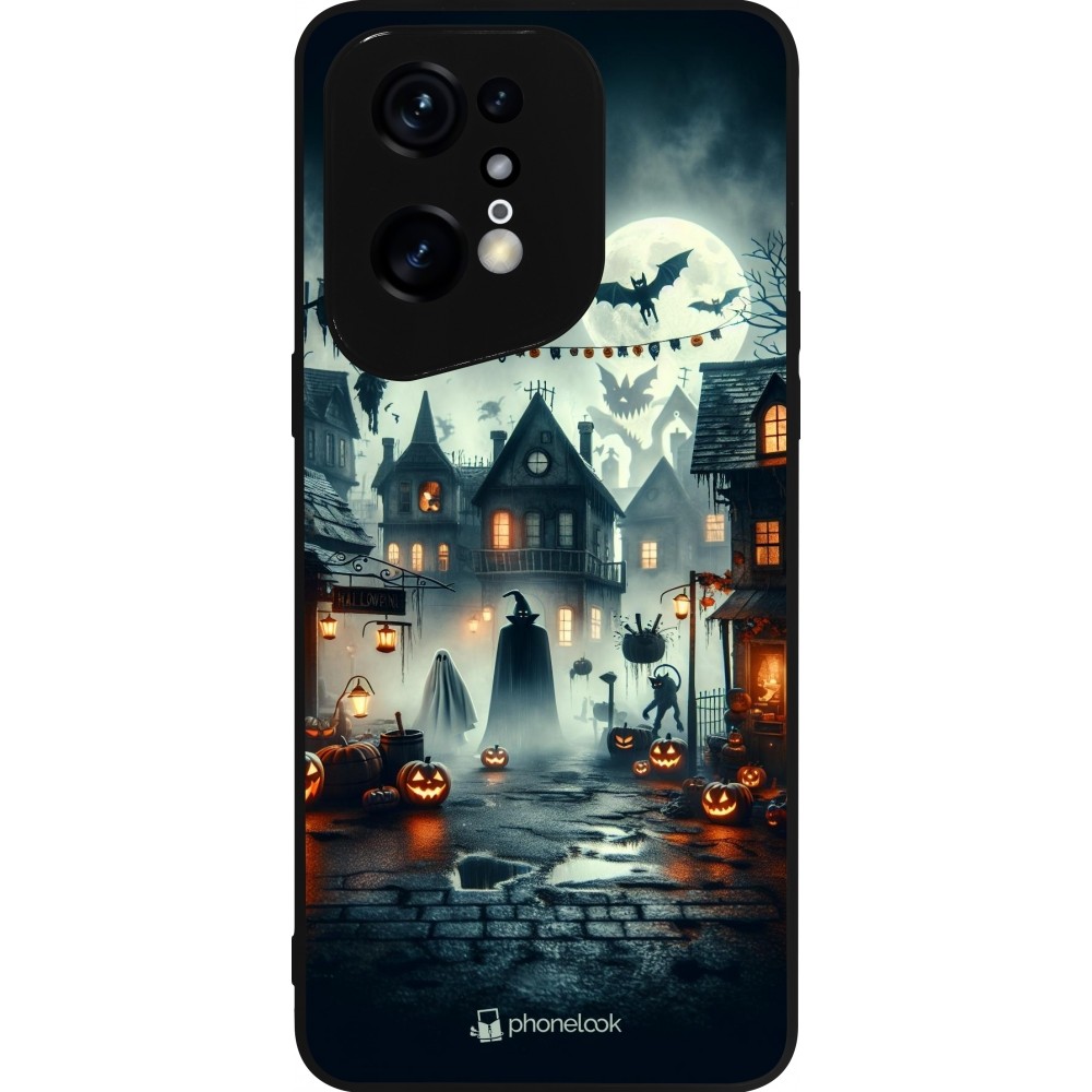 Coque OPPO Find X5 Pro - Silicone rigide noir Halloween Spookville