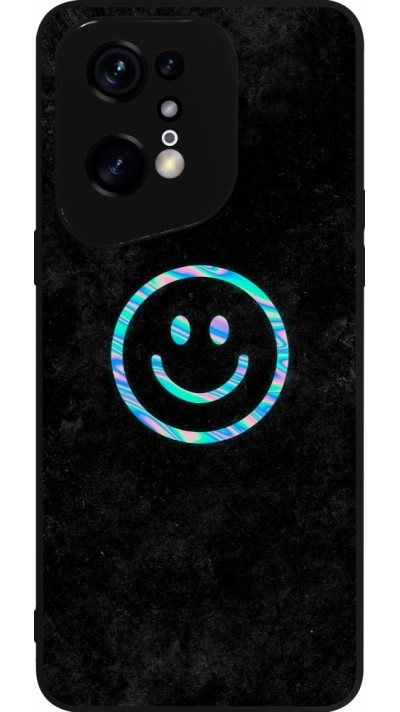 Coque OPPO Find X5 Pro - Silicone rigide noir Happy smiely irisé