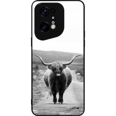 Coque OPPO Find X5 Pro - Silicone rigide noir Highland cattle