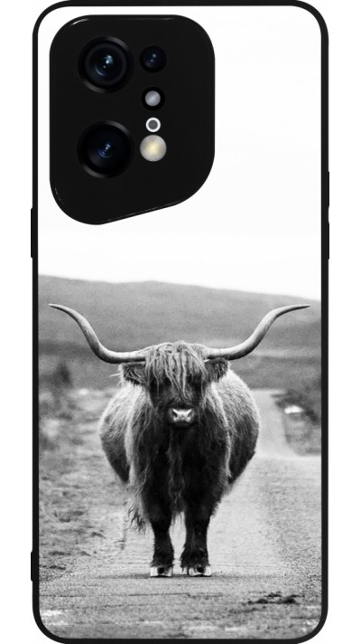 Coque OPPO Find X5 Pro - Silicone rigide noir Highland cattle