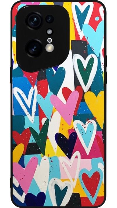 Coque OPPO Find X5 Pro - Silicone rigide noir Joyful Hearts