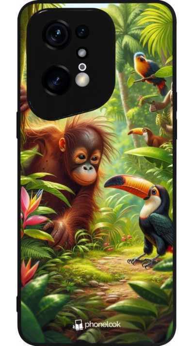 Coque OPPO Find X5 Pro - Silicone rigide noir Jungle Tropicale Tayrona