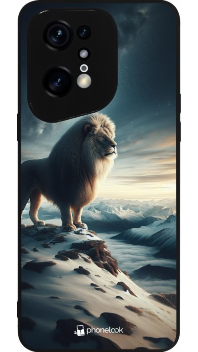 Coque OPPO Find X5 Pro - Silicone rigide noir Le lion blanc