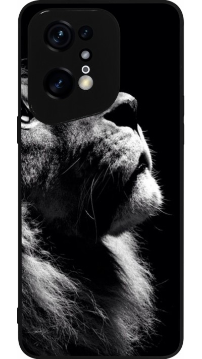 Coque OPPO Find X5 Pro - Silicone rigide noir Lion looking up