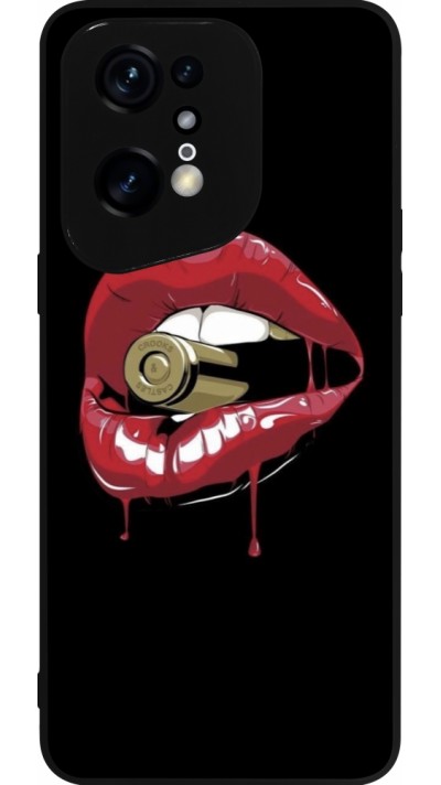 Coque OPPO Find X5 Pro - Silicone rigide noir Lips bullet