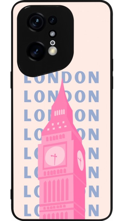 Coque OPPO Find X5 Pro - Silicone rigide noir London Pink Print