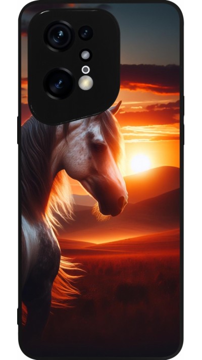 Coque OPPO Find X5 Pro - Silicone rigide noir Majestic Sunset Horse