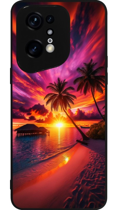 Coque OPPO Find X5 Pro - Silicone rigide noir Maldives Dusk Bliss