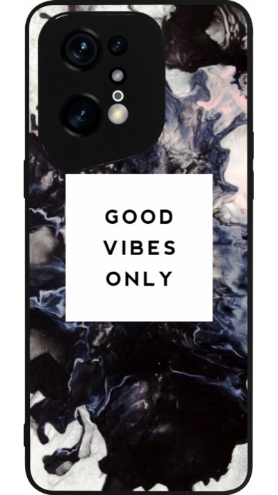 Coque OPPO Find X5 Pro - Silicone rigide noir Marble Good Vibes Only