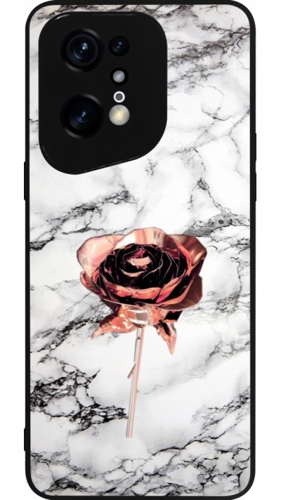 Coque OPPO Find X5 Pro - Silicone rigide noir Marble Rose Gold