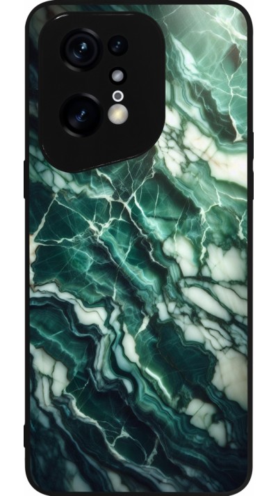 Coque OPPO Find X5 Pro - Silicone rigide noir Marbre vert majestueux