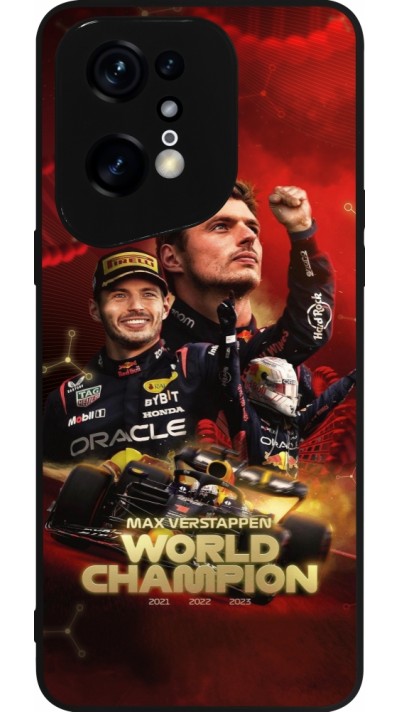 Coque OPPO Find X5 Pro - Silicone rigide noir Max Verstappen Champion 2023