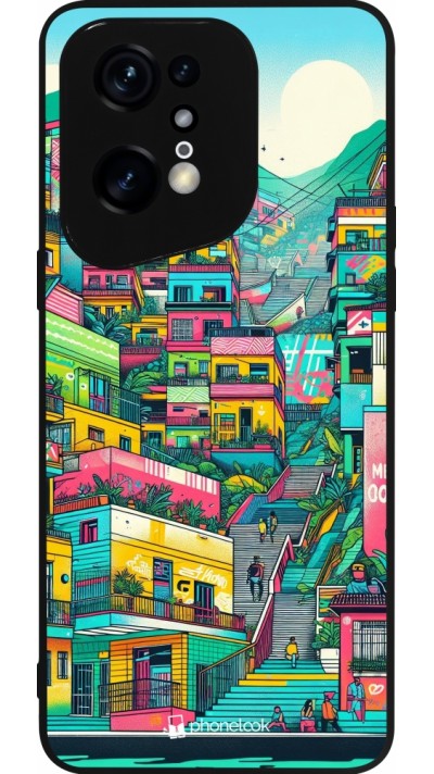 Coque OPPO Find X5 Pro - Silicone rigide noir Medellin Comuna 13 Art