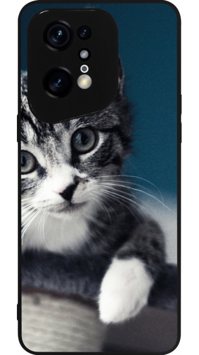 Coque OPPO Find X5 Pro - Silicone rigide noir Meow 23