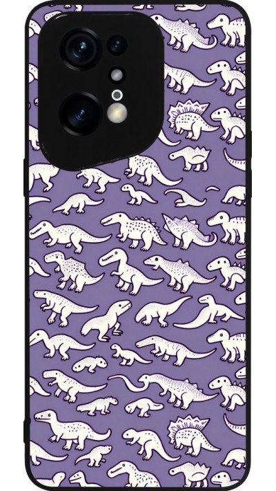 Coque OPPO Find X5 Pro - Silicone rigide noir Mini dino pattern violet