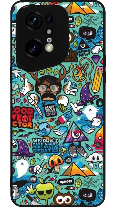 Coque OPPO Find X5 Pro - Silicone rigide noir Mixed Cartoons Turquoise