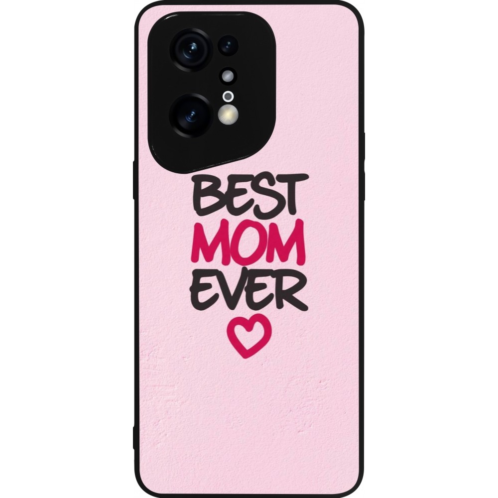 Coque OPPO Find X5 Pro - Silicone rigide noir Mom 2023 best Mom ever pink