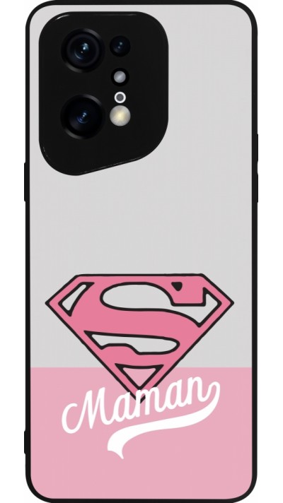 Coque OPPO Find X5 Pro - Silicone rigide noir Mom 2024 Super hero maman