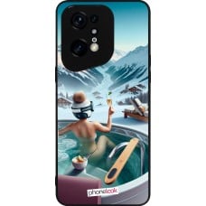 Coque OPPO Find X5 Pro - Silicone rigide noir Montagne Glamour Jacuzzi