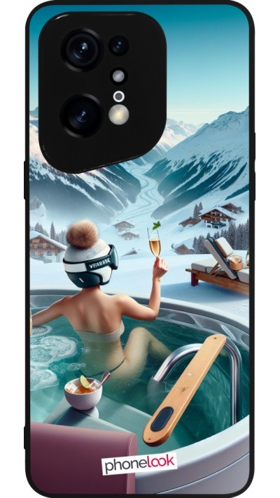 Coque OPPO Find X5 Pro - Silicone rigide noir Montagne Glamour Jacuzzi