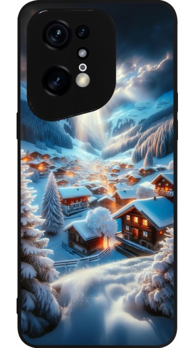 Coque OPPO Find X5 Pro - Silicone rigide noir Mont Neige Lumière