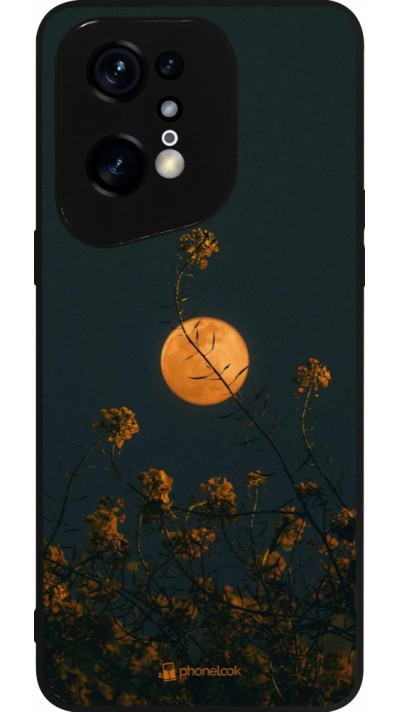 Coque OPPO Find X5 Pro - Silicone rigide noir Moon Flowers