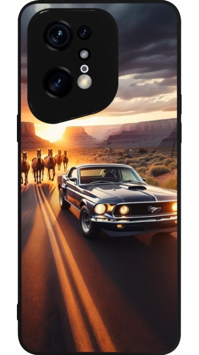 Coque OPPO Find X5 Pro - Silicone rigide noir Mustang 69 Grand Canyon