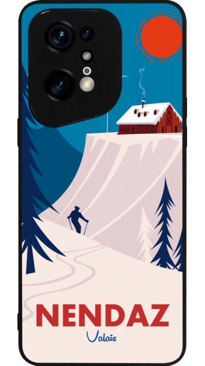 Coque OPPO Find X5 Pro - Silicone rigide noir Nendaz Cabane Ski