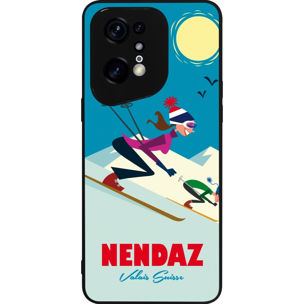 Coque OPPO Find X5 Pro - Silicone rigide noir Nendaz Ski Downhill