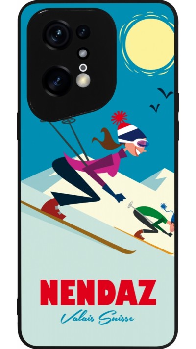 Coque OPPO Find X5 Pro - Silicone rigide noir Nendaz Ski Downhill