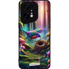 Coque OPPO Find X5 Pro - Silicone rigide noir Oiseau Nid Forêt