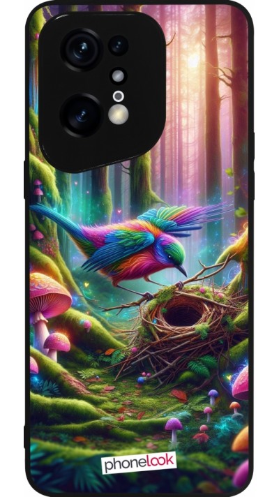 Coque OPPO Find X5 Pro - Silicone rigide noir Oiseau Nid Forêt